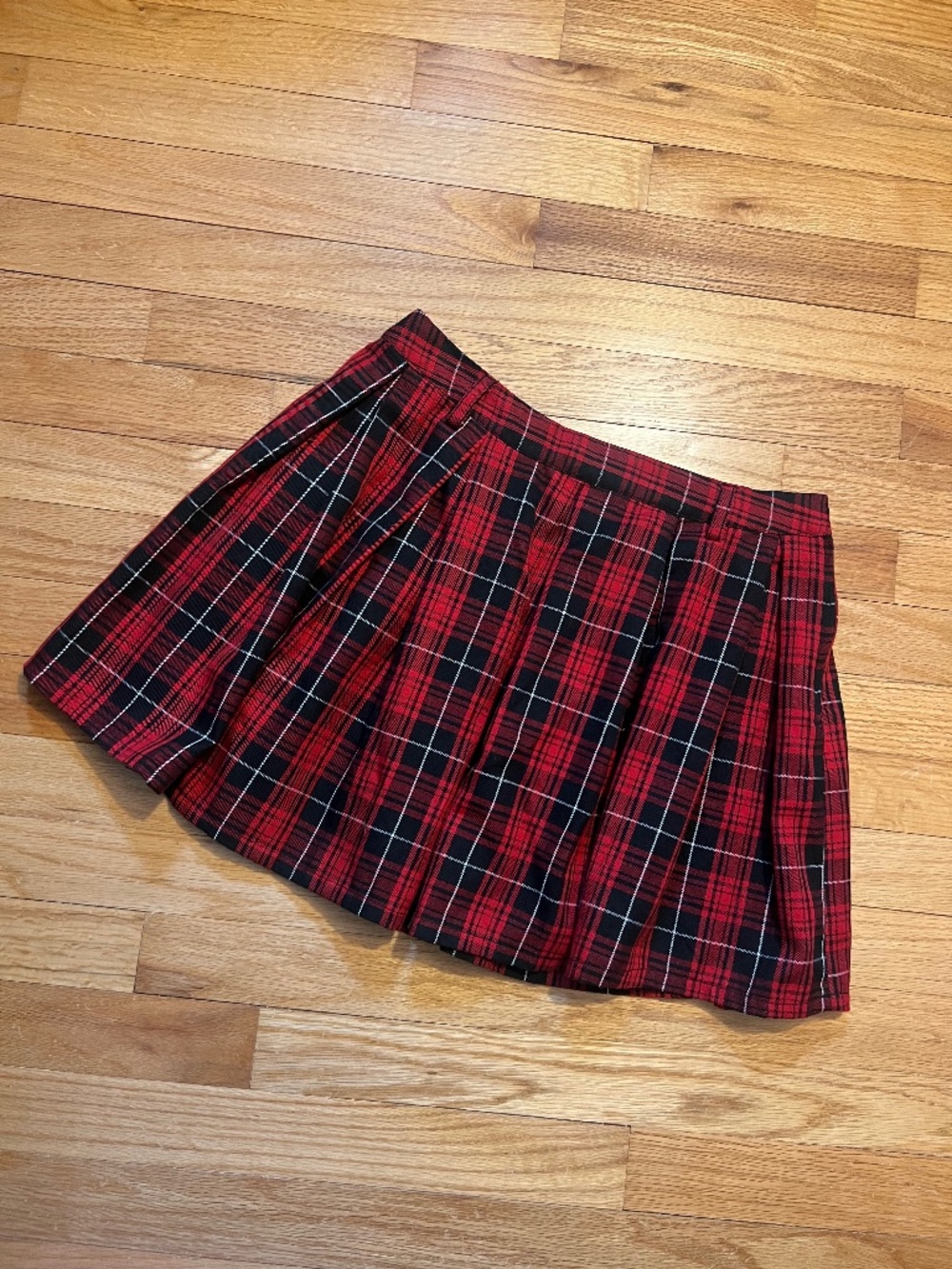 Social Collision Red Plaid Mini Skirt